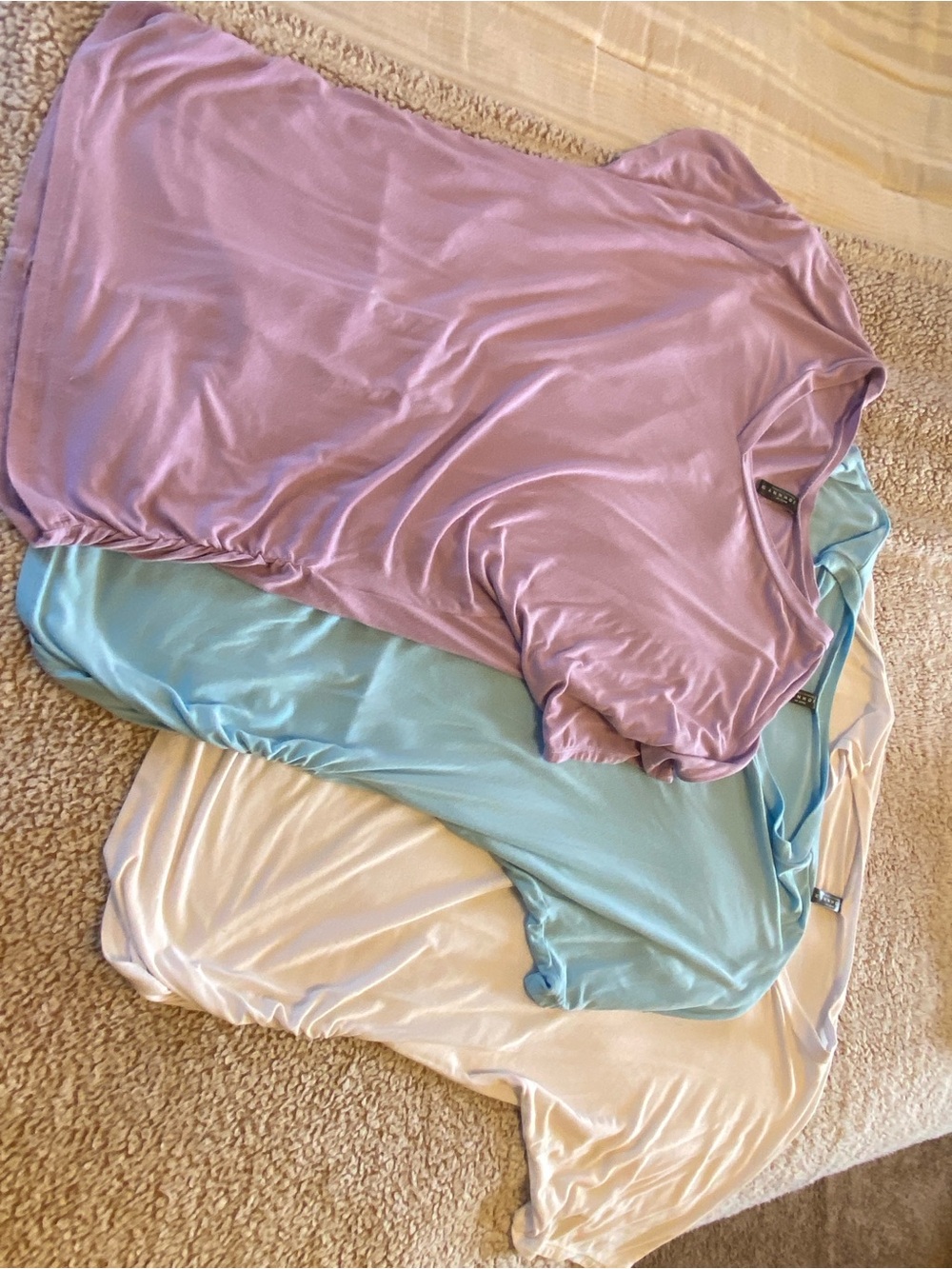 Short-Sleeve Tee Trio - Lavender, Light Blue & White
